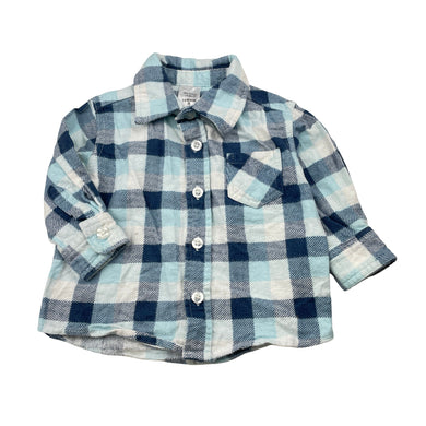 Boys Tiny Little Wonders, flannel cotton long sleeve shirt, GUC, size 00,  