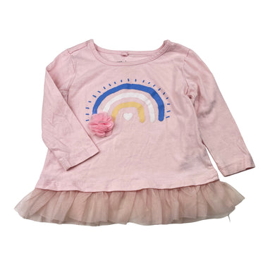 Girls Anko, tulle trim cotton long sleeve top, GUC, size 1,  