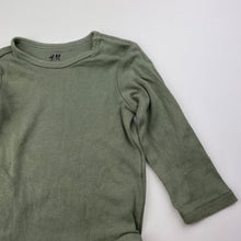 Load image into Gallery viewer, Unisex H&amp;M, khaki organic cotton bodysuit / romper, GUC, size 00,  