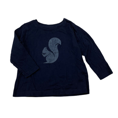 Girls Anko, navy cotton long sleeve tee / top, GUC, size 1,  
