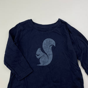 Girls Anko, navy cotton long sleeve tee / top, GUC, size 1,  