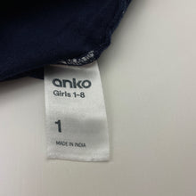 Load image into Gallery viewer, Girls Anko, navy cotton long sleeve tee / top, GUC, size 1,  