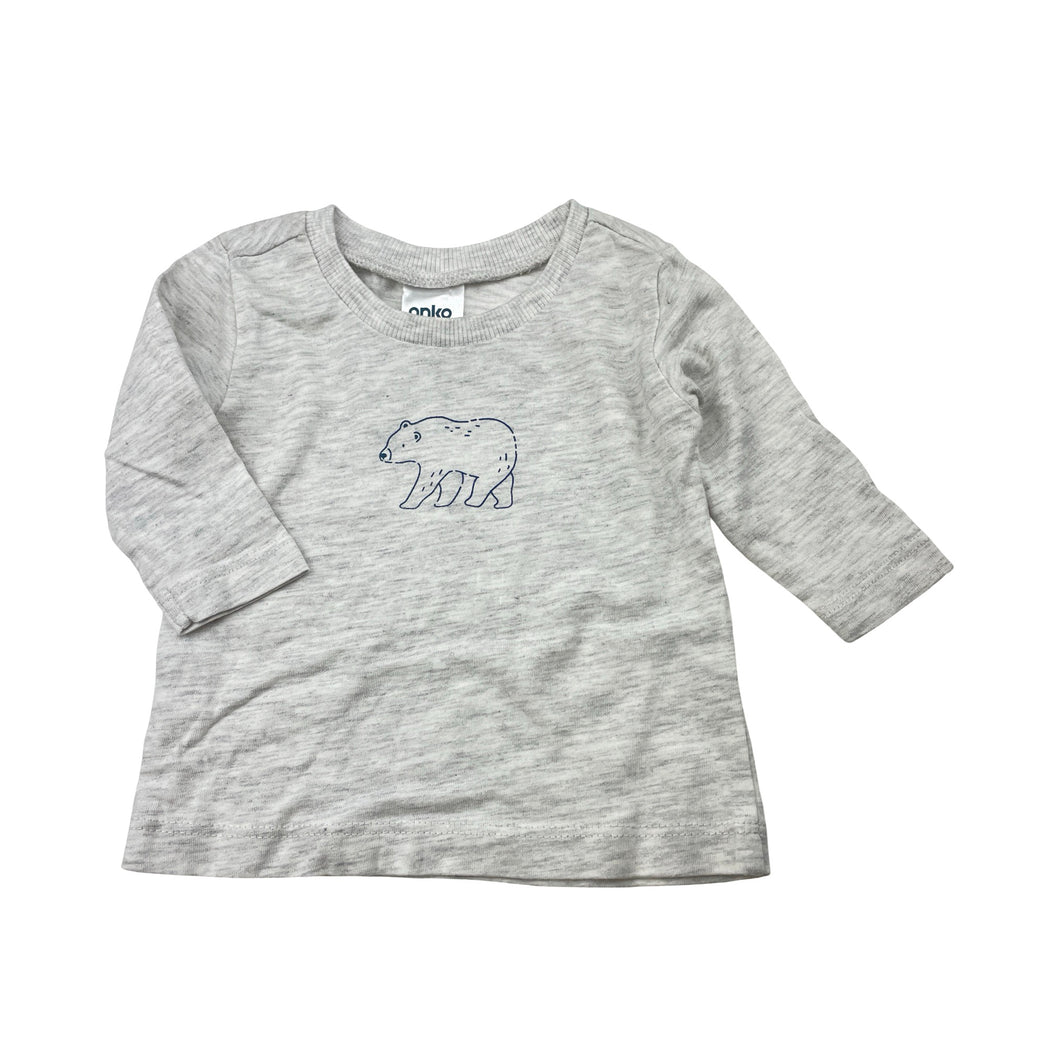 Unisex Anko, long sleeve tee / top, polar bear, EUC, size 0000,  