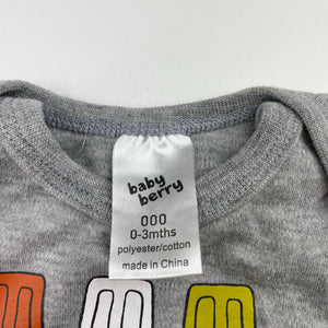Boys Baby Berry, grey marle bodysuit / romper, EUC, size 000,  