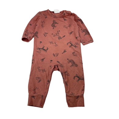 Girls Milky, stretchy romper, wild animals, FUC, size 00,  