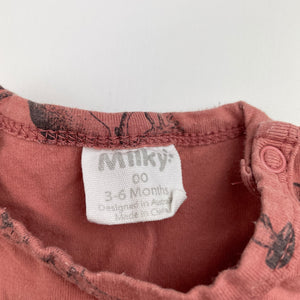 Girls Milky, stretchy romper, wild animals, FUC, size 00,  