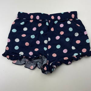 Girls KID, navy viscose shorts, elasticated, wash fade, FUC, size 7,  
