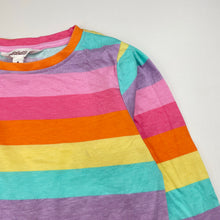 Load image into Gallery viewer, Girls Milkshake, rainbow stripe cotton long sleeve top, light mark, FUC, size 6,  