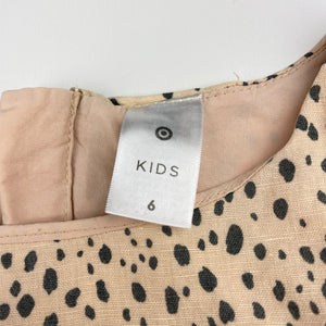 Girls Target, cotton lined linen blend dress, small marks lower back, FUC, size 6, L: 63cm