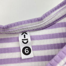 Load image into Gallery viewer, Girls KID, purple striped ribbed long sleeve top, FUC, size 6,  