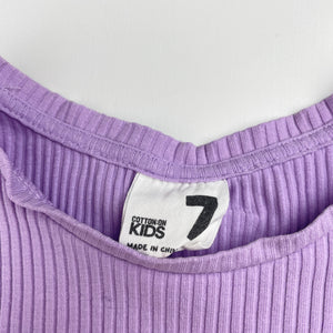 Girls Cotton On, purple ribbed tee / top, GUC, size 7,  