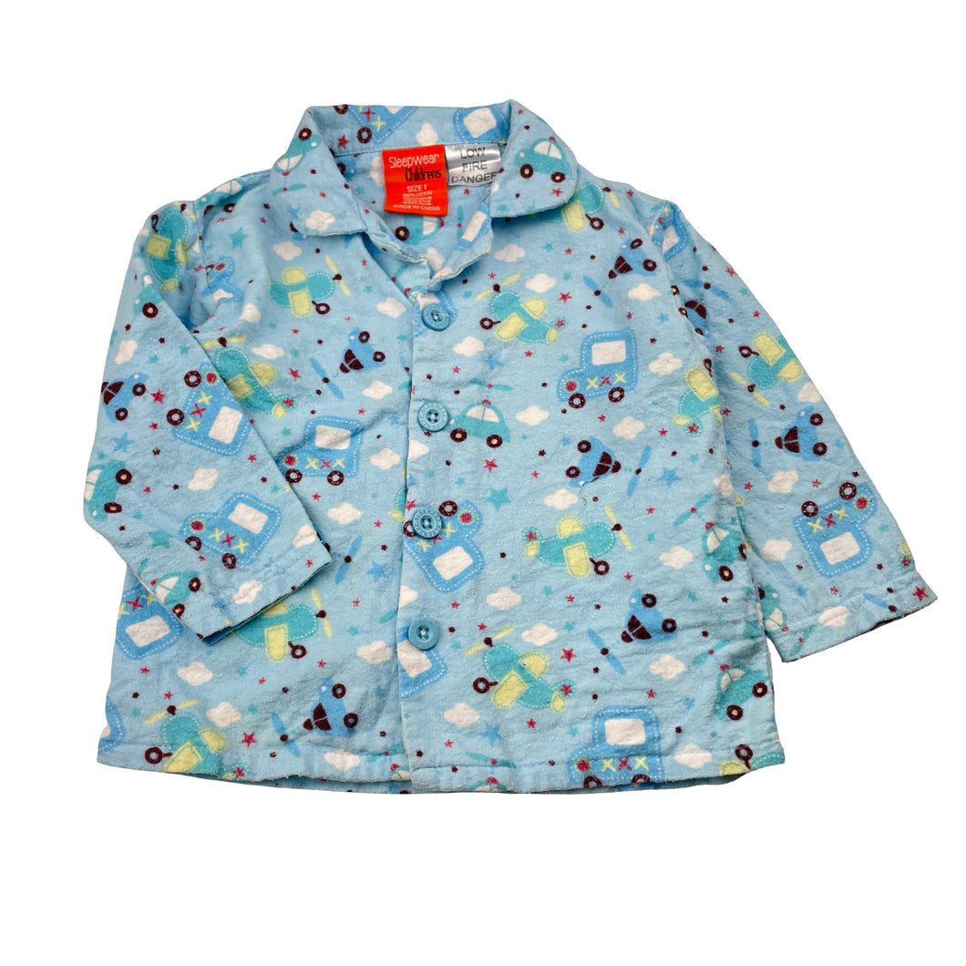 Boys Children's Sleepwear, flannel cotton pyjama top, GUC, size 1,  
