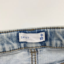 Load image into Gallery viewer, Girls Target, blue stretch denim skirt, adjustable, L: 34.5cm, FUC, size 10,  