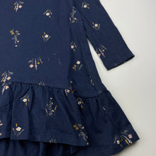 Load image into Gallery viewer, Girls Anko, navy floral cotton long sleeve dress, FUC, size 3, L: 45cm at front