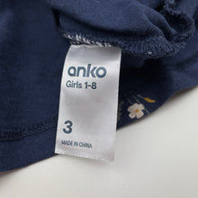 Load image into Gallery viewer, Girls Anko, navy floral cotton long sleeve dress, FUC, size 3, L: 45cm at front
