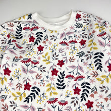 Load image into Gallery viewer, Girls floral, fleece lined sweater dress, no labels, armpit to armpit: 36cm, shoulder to cuff: 44cm, FUC, size 8, L: 66cm