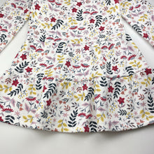Load image into Gallery viewer, Girls floral, fleece lined sweater dress, no labels, armpit to armpit: 36cm, shoulder to cuff: 44cm, FUC, size 8, L: 66cm
