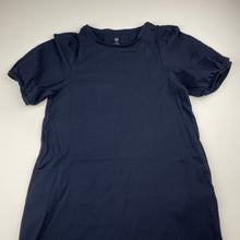 Load image into Gallery viewer, Girls Uniqlo, navy cotton short sleeve dress, EUC, size 9-10, L: 75cm