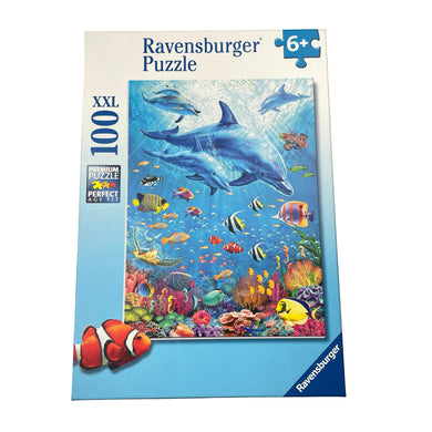 Toys Ravensburger, Pod of Dolphins, 100 piece jigsaw, Age: 6+, EUC, size ,  