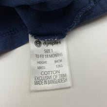 Load image into Gallery viewer, Girls Dymples, navy cotton tee / top, GUC, size 1,  
