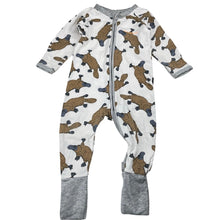 Load image into Gallery viewer, Unisex Bonds, zip wondersuit / zippy / romper, platypus, FUC, size 0,  