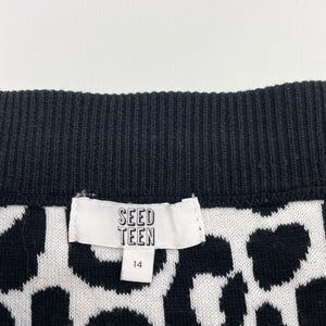 Girls Seed, black & white knit cotton skirt, elasticated, L: 39cm, FUC, size 14,  