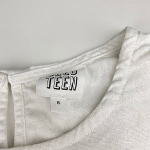 Girls Seed, white linen/viscose tiered dress, EUC, size 8, L: 63cm
