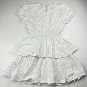 Girls Seed, white linen/viscose tiered dress, EUC, size 8, L: 63cm