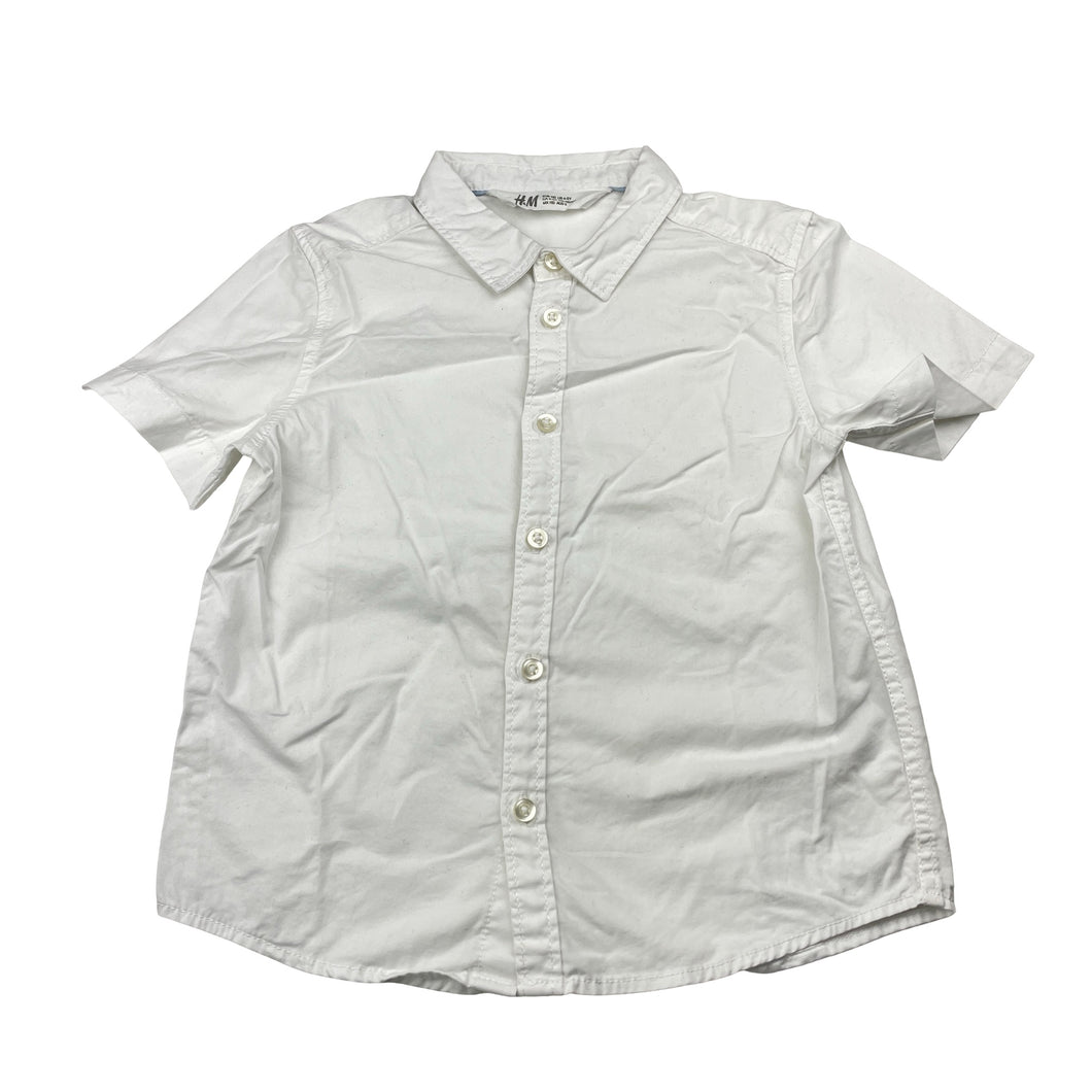 Boys H&M, white cotton short sleeve shirt, EUC, size 5,  