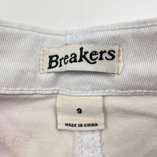 Load image into Gallery viewer, Girls Breakers, stretch denim high waist shorts, adjustable, mark front right hem, FUC, size 9,  