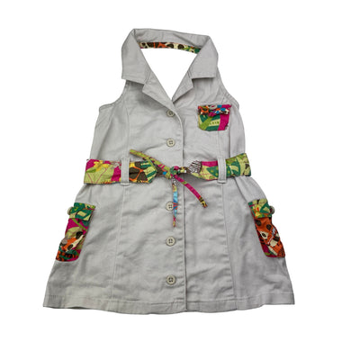 Girls The Children's Place, stretch cotton halter-neck dress, GUC, size 1-2, L: 44cm