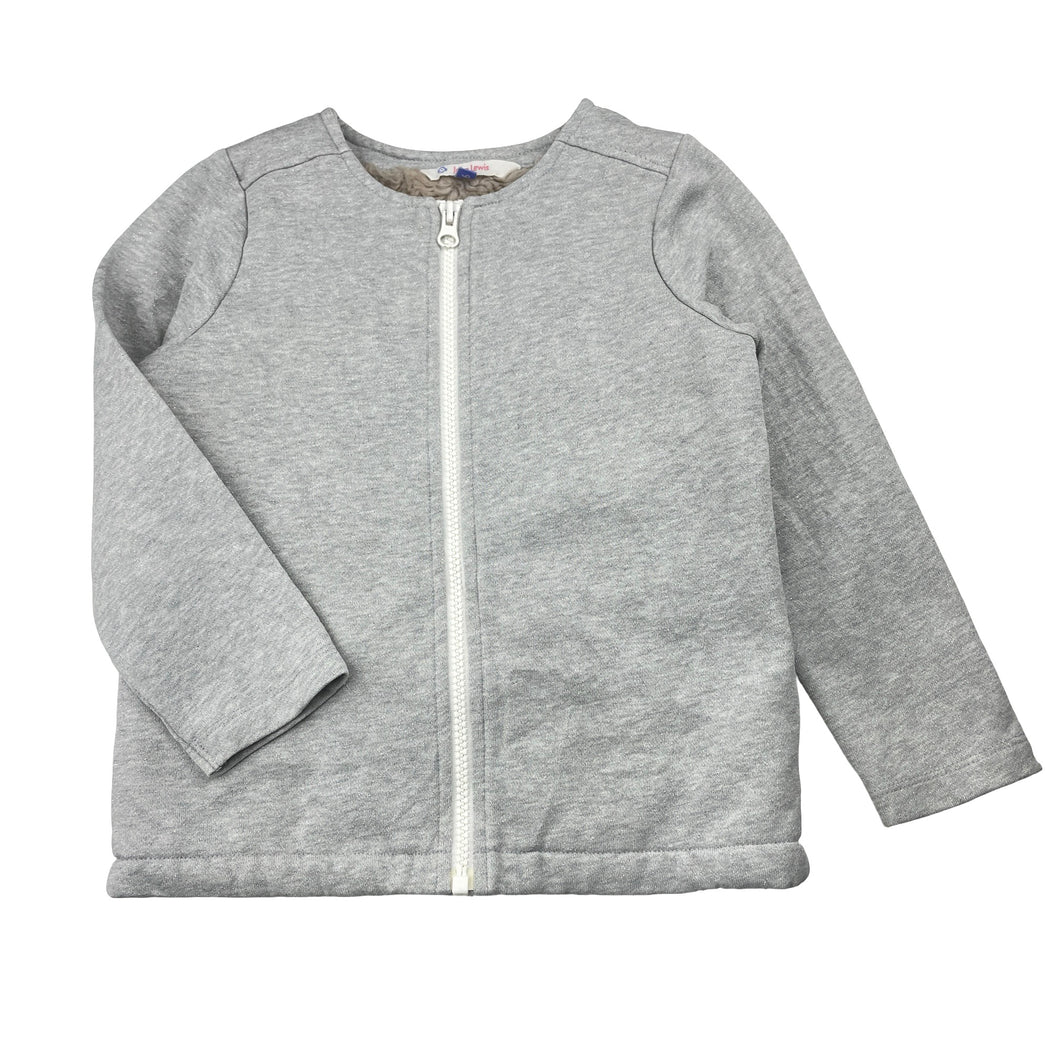 Girls John Lewis, fleece lined grey/silver lightweight jacket, FUC, size 6,  