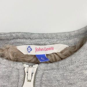 Girls John Lewis, fleece lined grey/silver lightweight jacket, FUC, size 6,  