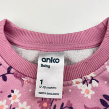 Load image into Gallery viewer, Girls Anko, floral fleece lined sweater / jumper, FUC, size 1,  