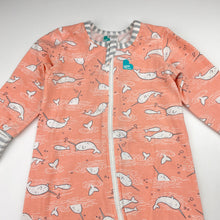 Load image into Gallery viewer, Girls Love to Dream, stretchy zip romper, narwhals, light marks knees, FUC, size 1,  