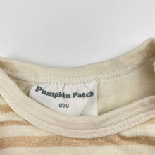 Load image into Gallery viewer, Unisex Pumpkin Patch, organic cotton bodysuit / romper, marks back right cuff, FUC, size 000,  