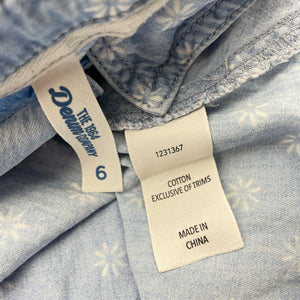 Girls 1964 Denim Co, floral chambray cotton shirt dress, mark on chest, FUC, size 6, L: 61cm