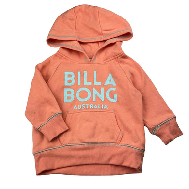 Girls BILLABONG, coral fleece lined hoodie sweater, mark back right sleeve, FUC, size 1,  