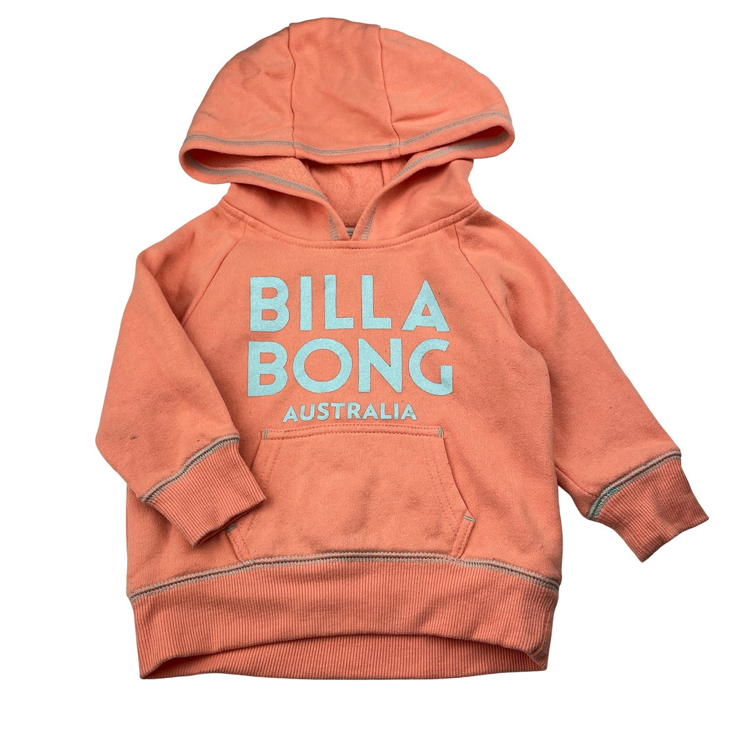 Girls BILLABONG, coral fleece lined hoodie sweater, mark back right sleeve, FUC, size 1,  