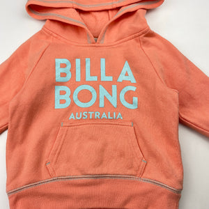 Girls BILLABONG, coral fleece lined hoodie sweater, mark back right sleeve, FUC, size 1,  