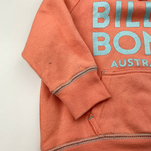 Girls BILLABONG, coral fleece lined hoodie sweater, mark back right sleeve, FUC, size 1,  