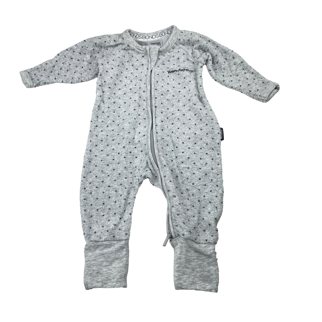 Unisex Bonds, terry zip wondersuit / zippy / romper, GUC, size 0000,  