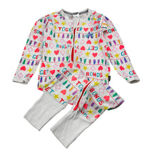 Load image into Gallery viewer, Girls Bonds, colourful zip wondersuit / zippy / romper, wash fade &amp; pilling, FUC, size 2,  