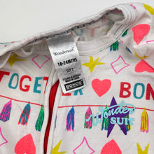 Load image into Gallery viewer, Girls Bonds, colourful zip wondersuit / zippy / romper, wash fade &amp; pilling, FUC, size 2,  
