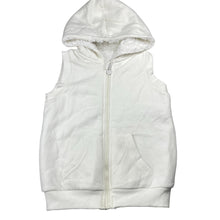 Load image into Gallery viewer, Girls white, fleece lined hooded vest, light marks, no labels, armpit to armpit: 34cm, FUC, size 5-6,  