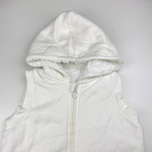 Load image into Gallery viewer, Girls white, fleece lined hooded vest, light marks, no labels, armpit to armpit: 34cm, FUC, size 5-6,  