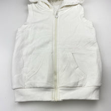 Load image into Gallery viewer, Girls white, fleece lined hooded vest, light marks, no labels, armpit to armpit: 34cm, FUC, size 5-6,  