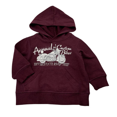 Boys maroon, fleece lined hoodie sweater, no size, armpit to armpit: 31cm, shoulder to cuff: 24.5cm, GUC, size 0,  