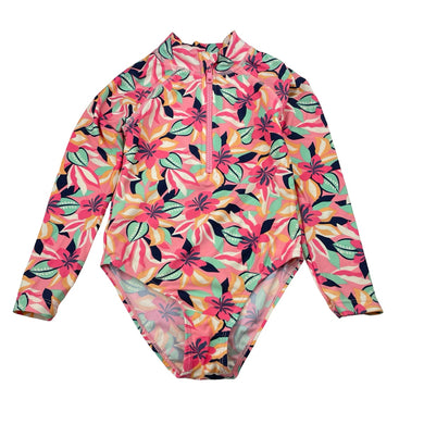 Girls Anko, floral long sleeve swim one-piece, EUC, size 4,  