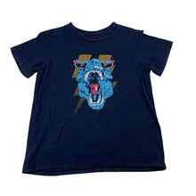 Load image into Gallery viewer, Boys Besico, navy cotton tee / top, dinosaur, FUC, size 4,  